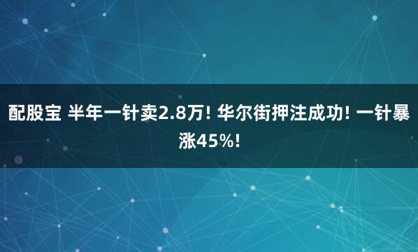 配股宝 半年一针卖2.8万! 华尔街押注成功! 一针暴涨45%!